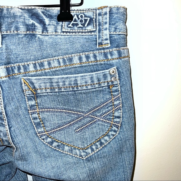 Aeropostale Hailey Skinny Flare Jeans Women's 3/4 Long Blue Low Rise Medium Wash - Picture 5 of 10